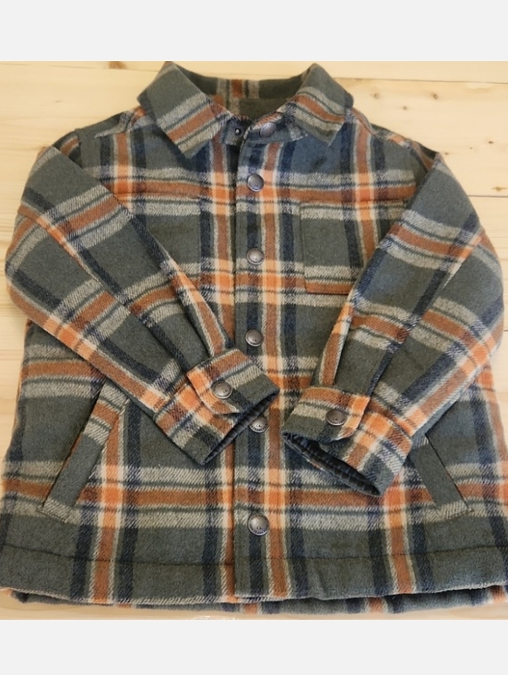 Old Navy Toddler Sherpa Lined Plaid Jacket Shirt Snap Buttons Pockets 4T